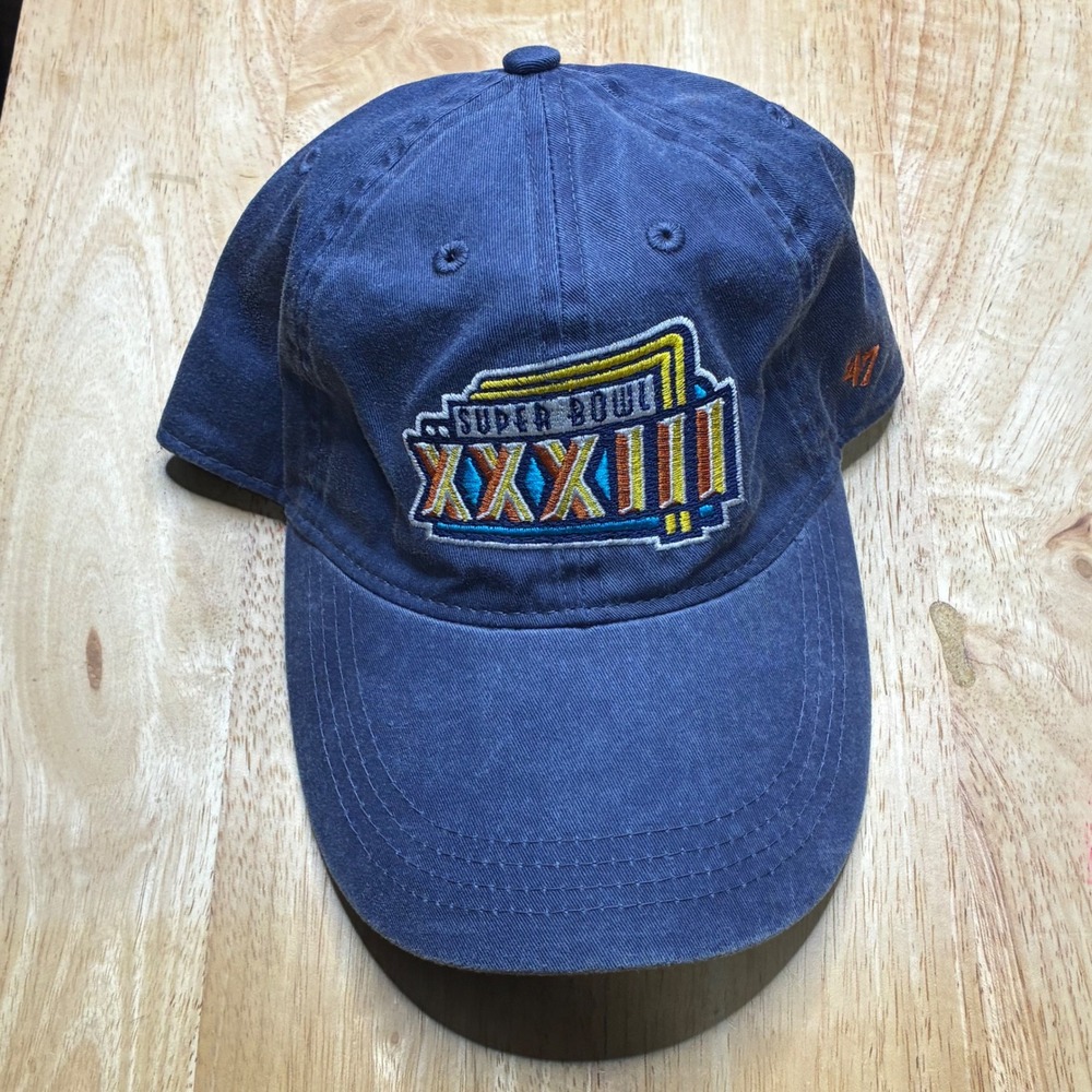 Vintage Super Bowl XXXIII Hat Mens OSFA Blue 47 Brand NFL 1999 Embroidered Cap